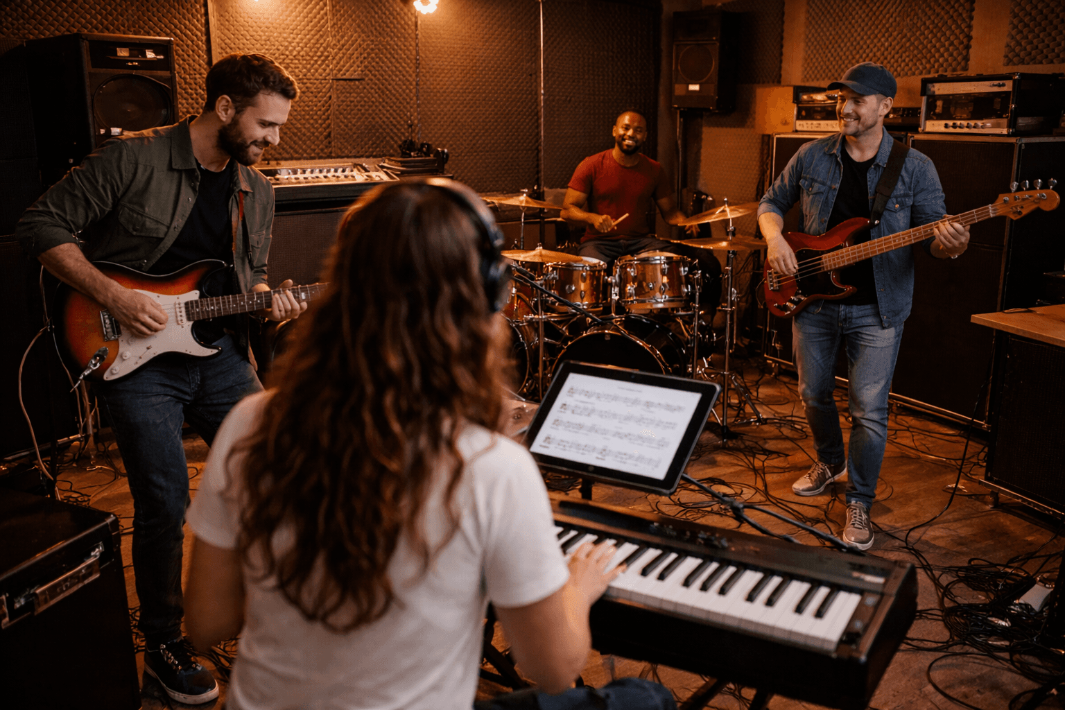 Band performing live