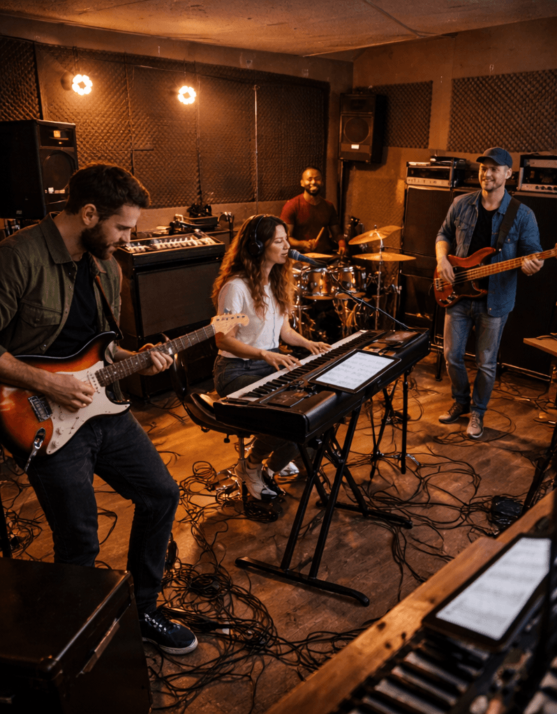 Band performing live